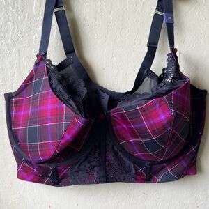 Cacique Black and Purple Bra with Full Coverage and Underwire